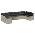 Gartensofa-set mit Speicher 10 pcs Hellgrau Poly-Rattan
