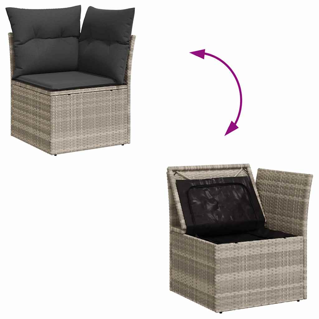Gartensofa-set mit Speicher 10 pcs Hellgrau Poly-Rattan