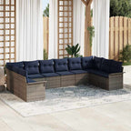 Gartensofa-set mit Speicher 10 pcs Hellgrau Poly-Rattan