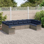 Gartensofa-set mit Speicher 10 pcs Hellgrau Poly-Rattan