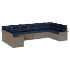 Gartensofa-set mit Speicher 10 pcs Hellgrau Poly-Rattan