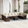 Gartensofa-set mit Speicher 11 pcs Grau Poly-Rattan