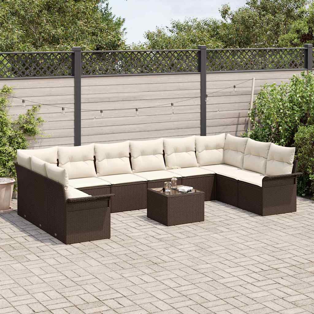 Gartensofa-set mit Speicher 11 pcs Grau Poly-Rattan