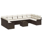 Gartensofa-set mit Speicher 11 pcs Grau Poly-Rattan