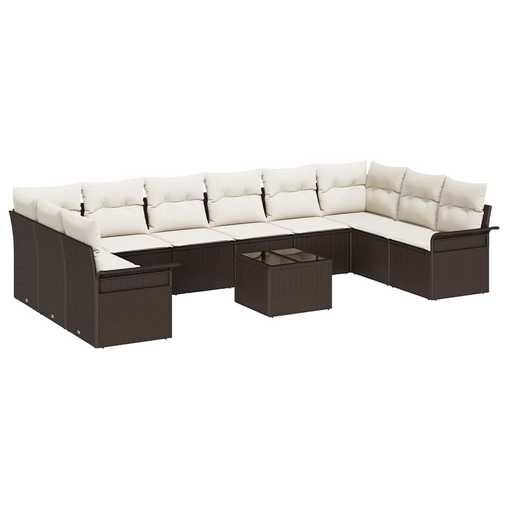 Gartensofa-set mit Speicher 11 pcs Grau Poly-Rattan
