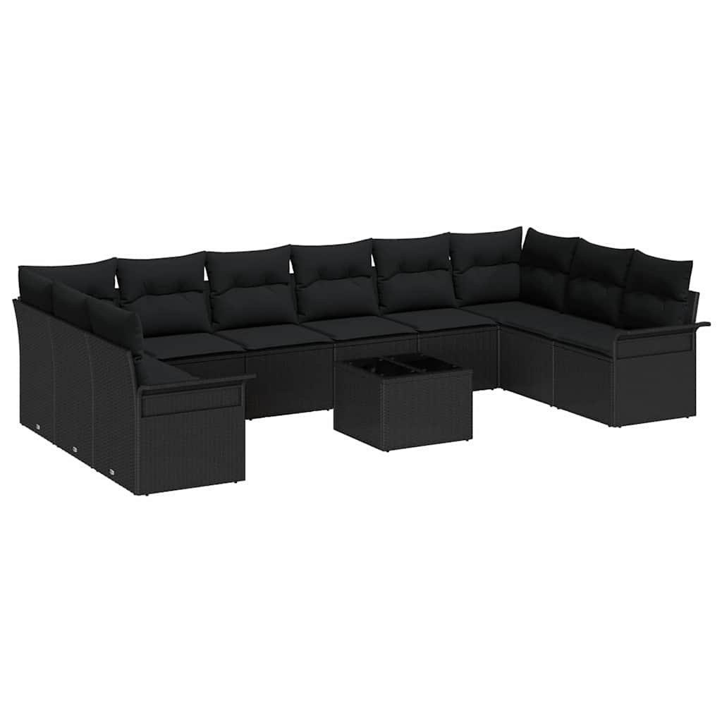 Garten-Sofa-Set mit Kissen 11 pcs Beige Poly Rattan