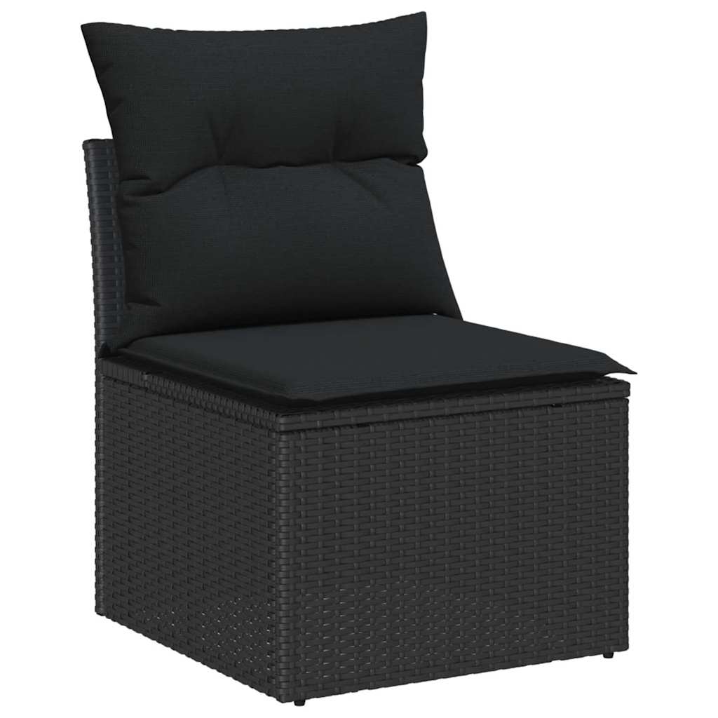 Gartensofa-set mit Speicher 5 pcs Schwarz Poly-Rattan