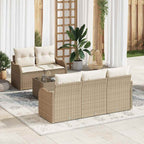 Garten-Sofa-Set mit Kissen mit Speicher 6 pcs Beige und Creme