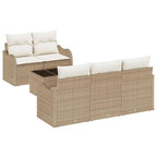 Garten-Sofa-Set mit Kissen mit Speicher 6 pcs Beige und Creme