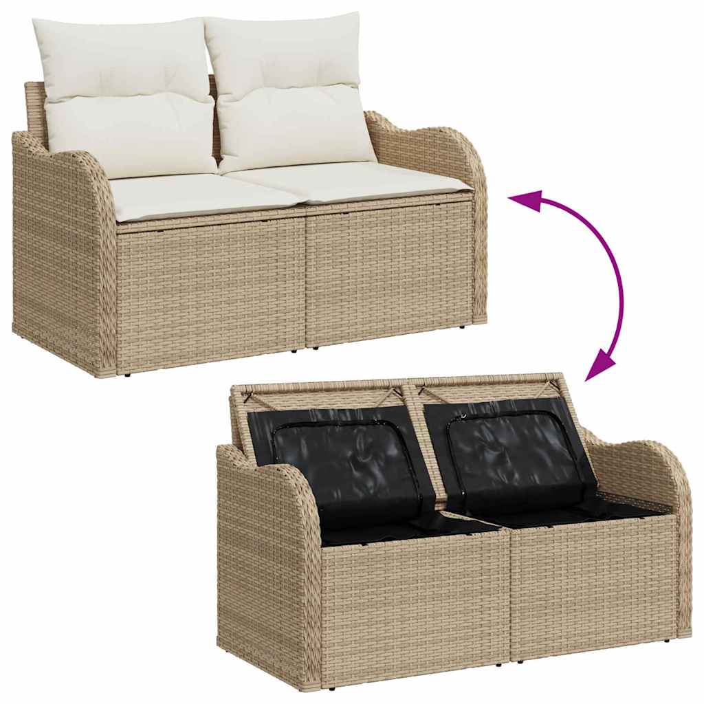 Garten-Sofa-Set mit Kissen mit Speicher 6 pcs Beige und Creme