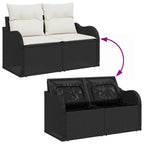 Garten-Sofa-Set mit Kissen mit Speicher 7 pcs Schwarz und Creme