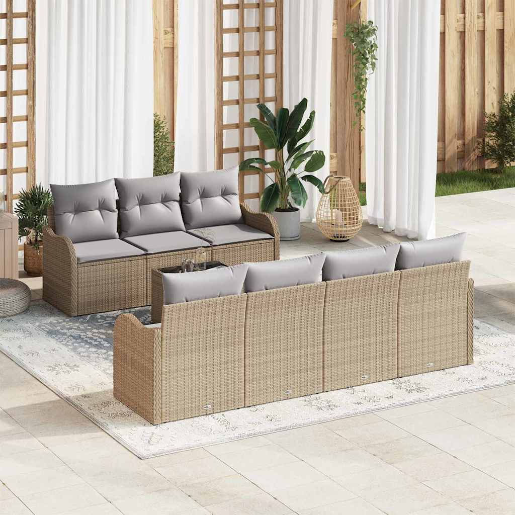 Gartensofa-set mit Kissen mit Speicher 8 pcs Beige und Grau