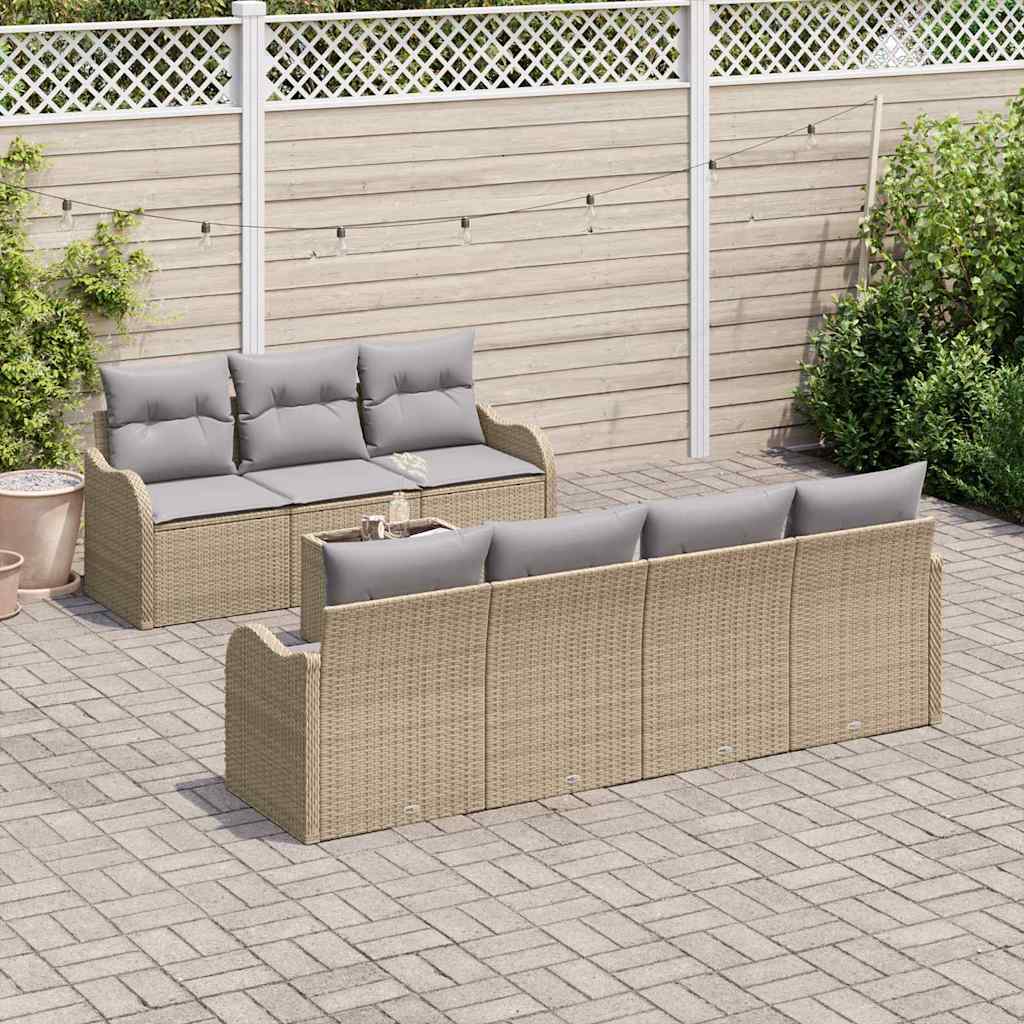 Gartensofa-set mit Kissen mit Speicher 8 pcs Beige und Grau