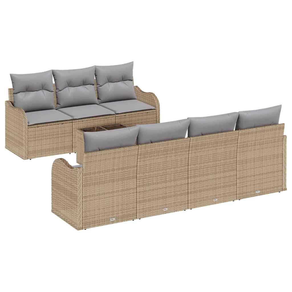 Gartensofa-set mit Kissen mit Speicher 8 pcs Beige und Grau
