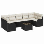 Gartensofa-set mit Kissen mit Speicher 8 pcs Schwarz und Creme