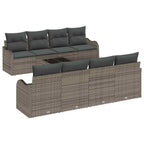 Gartensofa-set 9 pcs Grau Poly-Rattan und Stahl und Glas