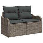 Gartensofa-set 9 pcs Grau Poly-Rattan und Stahl und Glas