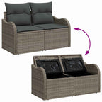 Gartensofa-set 9 pcs Grau Poly-Rattan und Stahl und Glas