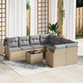 Gartensofa-set mit Kissen mit Speicher 9 pcs Beige und Grau