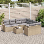 Gartensofa-set mit Kissen mit Speicher 9 pcs Beige und Grau