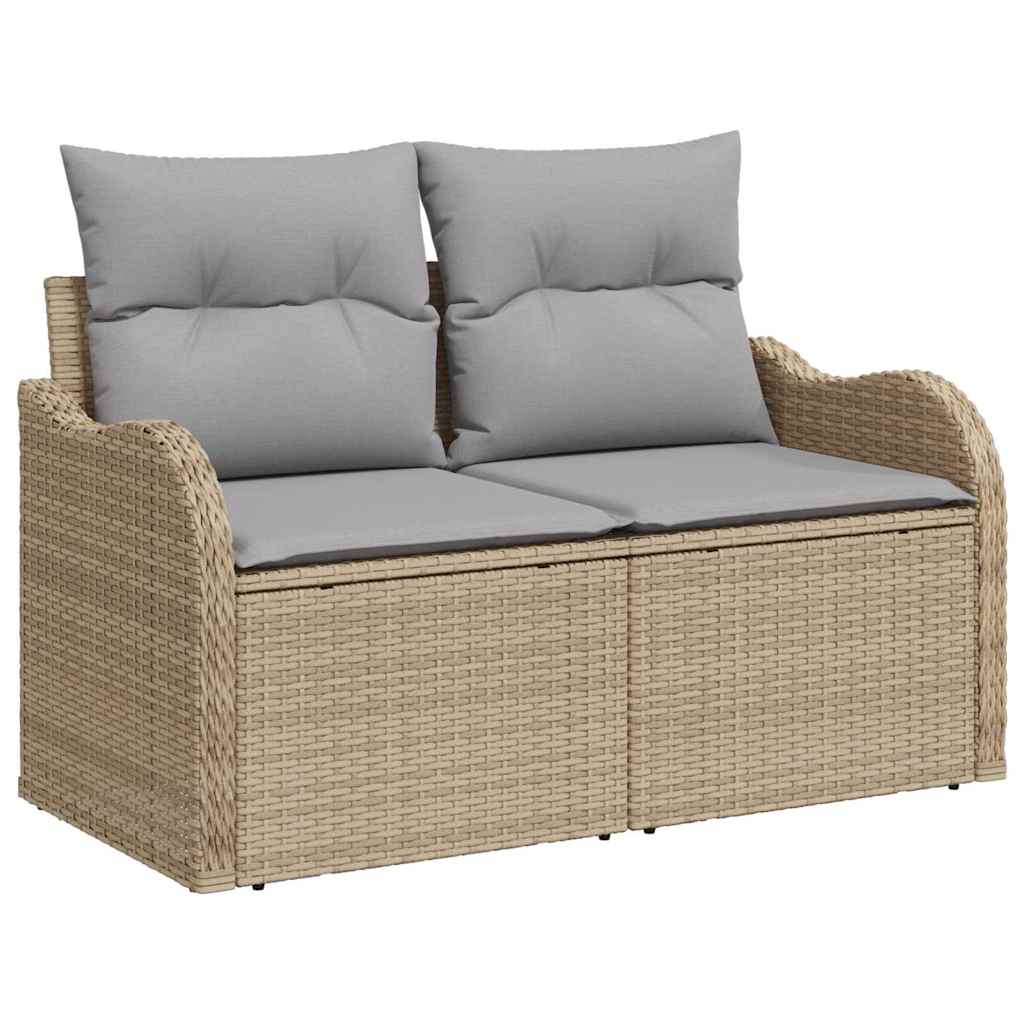 Gartensofa-set mit Kissen mit Speicher 9 pcs Beige und Grau