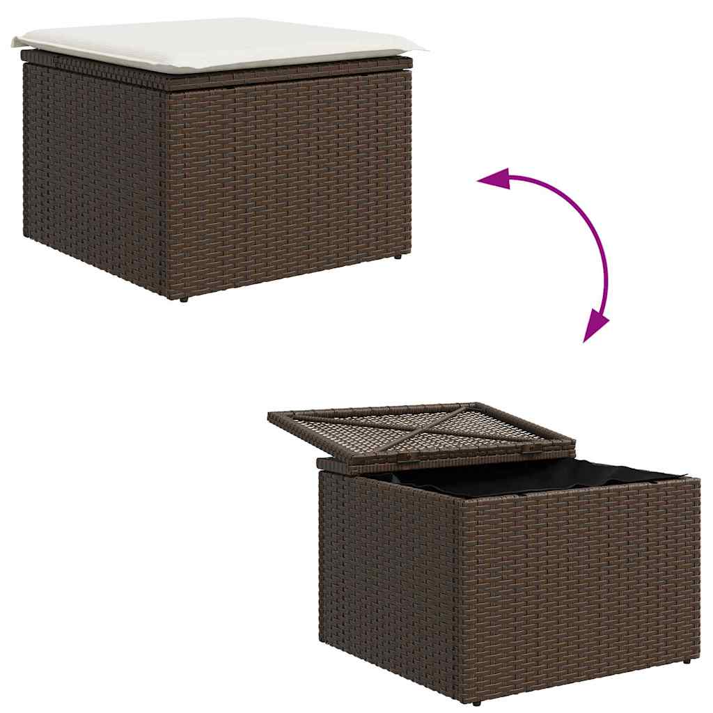 Gartensofa-set mit Speicher 4 pcs Braun Poly-Rattan