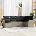 Gartensofa-set mit Speicher 5 pcs Hellgrau Poly-Rattan