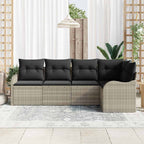 Gartensofa-set mit Speicher 5 pcs Hellgrau Poly-Rattan