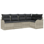 Gartensofa-set mit Speicher 5 pcs Hellgrau Poly-Rattan