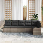 Gartensofa-set mit Speicher 6 pcs Grau Poly-Rattan