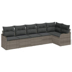 Gartensofa-set mit Speicher 6 pcs Grau Poly-Rattan