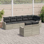 Garten-Sofa-Set mit Kissen 8 pcs Hellgrau Poly Rattan