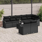 Gartensofa-set mit Speicher 9 pcs Schwarz Poly-Rattan