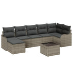 Garten-Sofa-Set mit Kissen 8 pcs Grau Poly Rattan