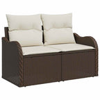 Garten-Sofa-Set mit Kissen 6 pcs Braun und Weiß Poly Rattan