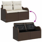 Garten-Sofa-Set mit Kissen 6 pcs Braun und Weiß Poly Rattan