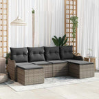 Gartensofa-set mit Speicher 6 pcs Grau Poly-Rattan