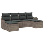 Gartensofa-set mit Speicher 6 pcs Grau Poly-Rattan