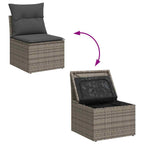Gartensofa-set mit Speicher 6 pcs Grau Poly-Rattan