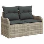 Garten-Sofa-Set mit Kissen 9 pcs Hellgrau Poly Rattan
