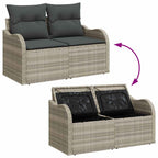 Garten-Sofa-Set mit Kissen 9 pcs Hellgrau Poly Rattan