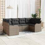 Garten-Sofa-Set mit Speicher 6 pcs Grau Poly Rattan