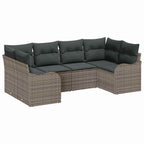 Garten-Sofa-Set mit Speicher 6 pcs Grau Poly Rattan