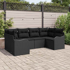 Garten-Sofa-Set mit Speicher 6 pcs Schwarz Poly Rattan