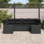 Garten-Sofa-Set mit Speicher 6 pcs Schwarz Poly Rattan