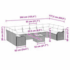 Gartensofa-set mit Speicher 11 pcs Hellgrau Poly-Rattan