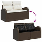 Garten-Sofa-Set mit Speicher 3 pcs Braun und Weiß Poly Rattan