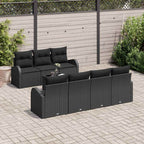 Garten-Sofa-Set 8 pcs Schwarz Poly-Rattan und Stahl und Glas