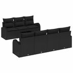 Garten-Sofa-Set 8 pcs Schwarz Poly-Rattan und Stahl und Glas