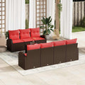 Gartensofa-set mit Speicher 8 pcs Beige und Rot Poly-Rattan